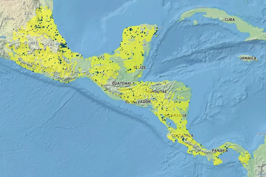 Cascabela thevetia Native Range