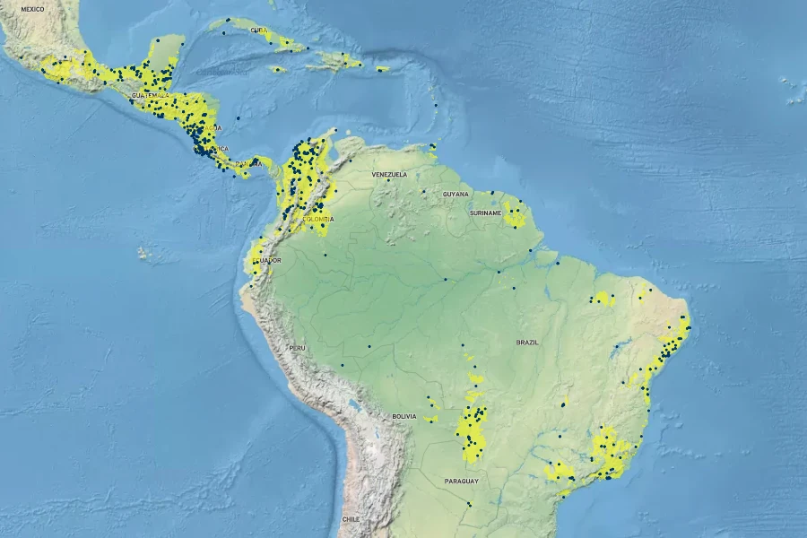 Cassia grandis Native Range