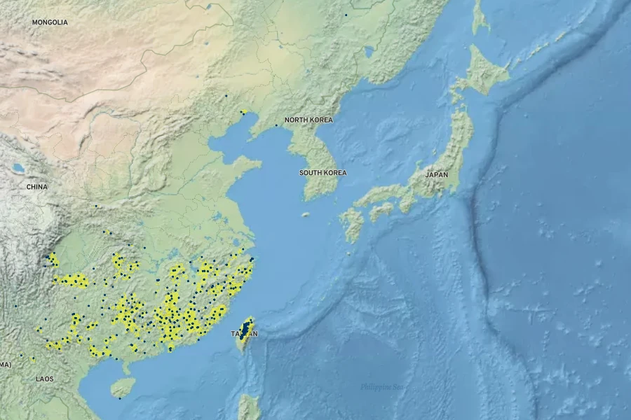 Castanopsis fargesii Native Range