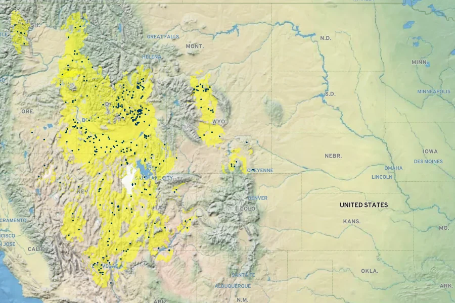 Castilleja angustifolia Native Range
