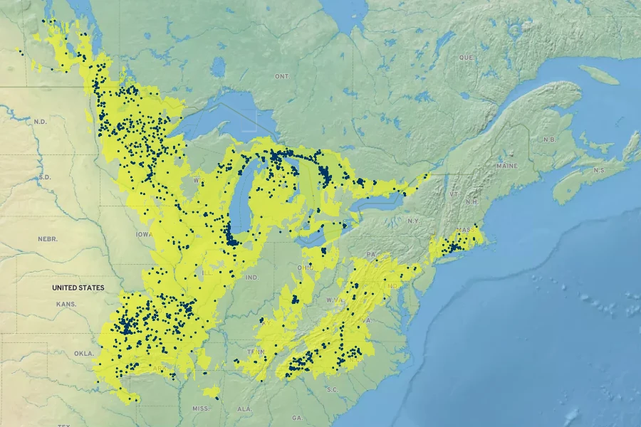 Castilleja coccinea Native Range