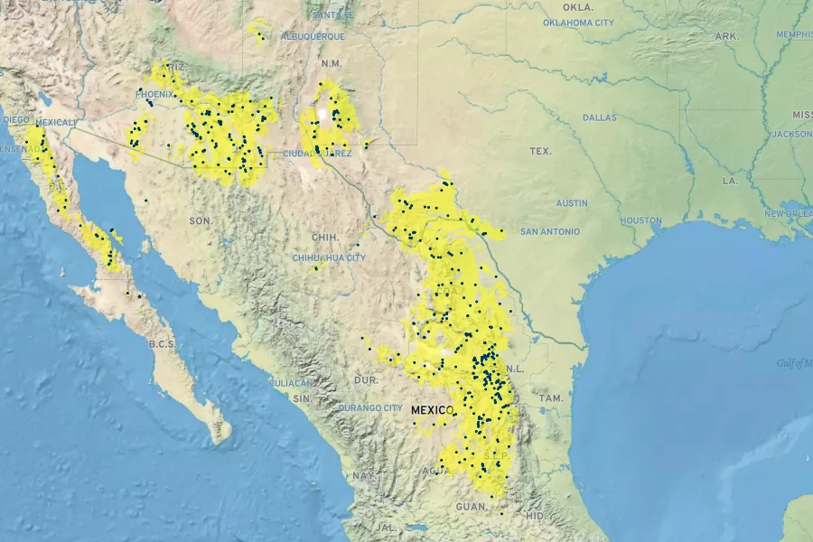 Castilleja lanata Native Range