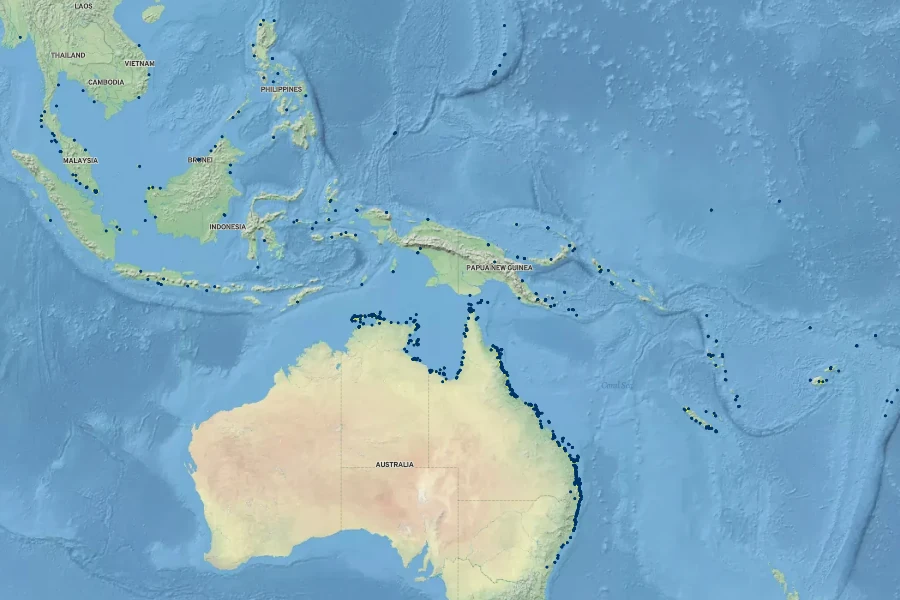 Casuarina equisetifolia Native Range