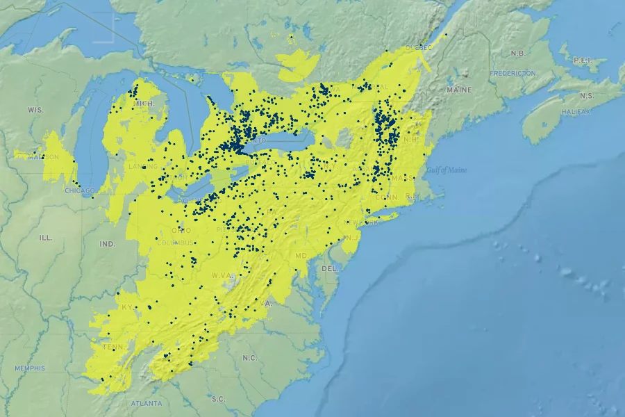Caulophyllum giganteum Native Range