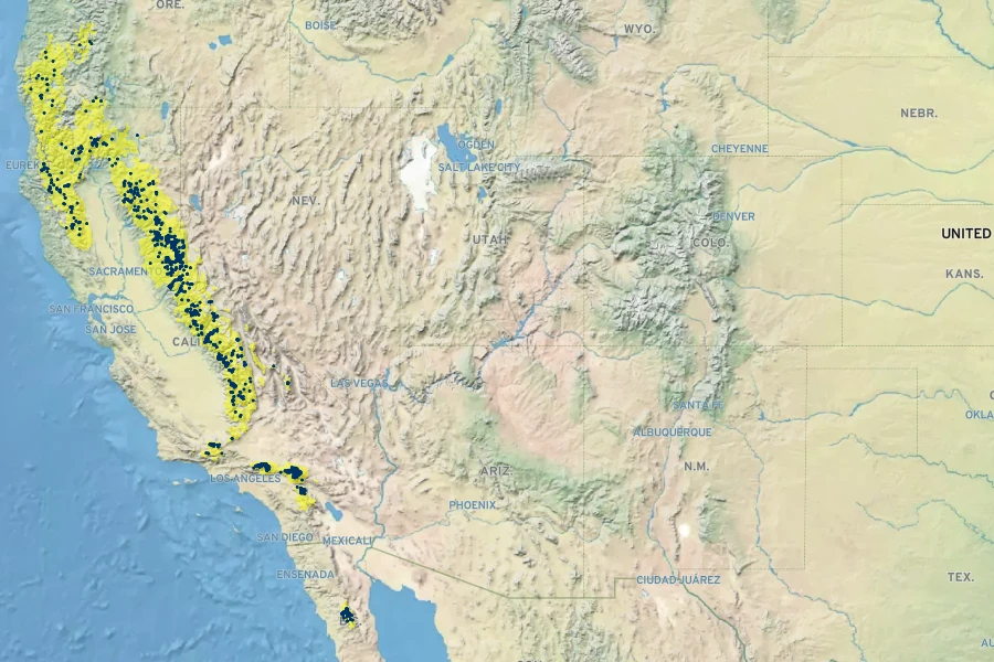 Ceanothus cordulatus Native Range
