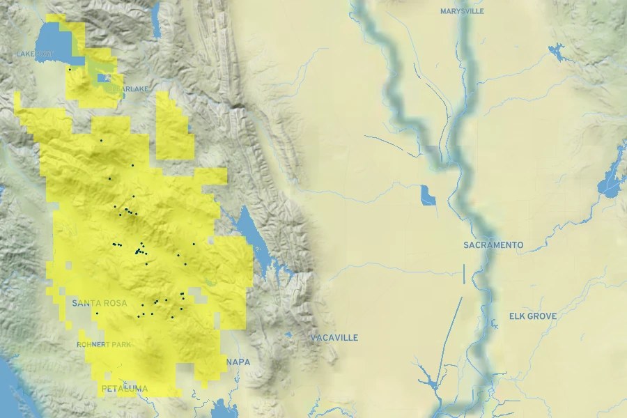 Ceanothus divergens Native Range