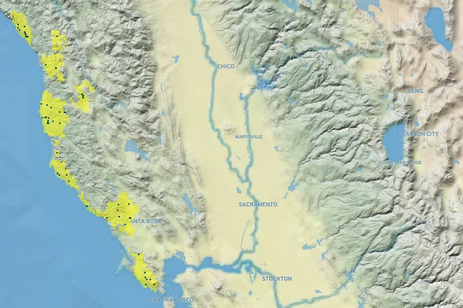 Ceanothus gloriosus var. exaltatus Native Range