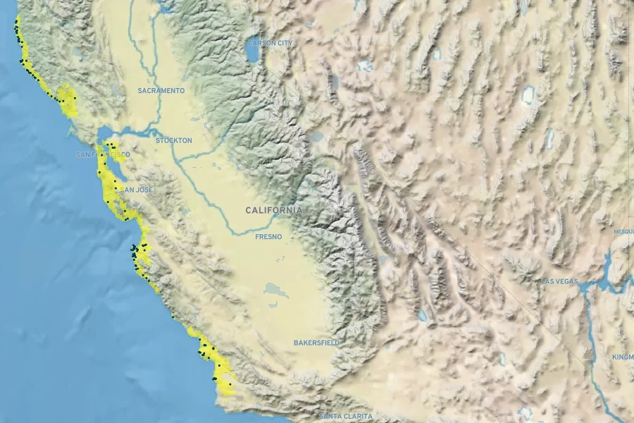 Ceanothus griseus Native Range