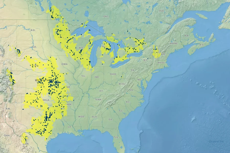 Ceanothus herbaceus Native Range