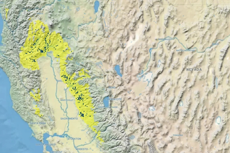 Ceanothus lemmonii Native Range