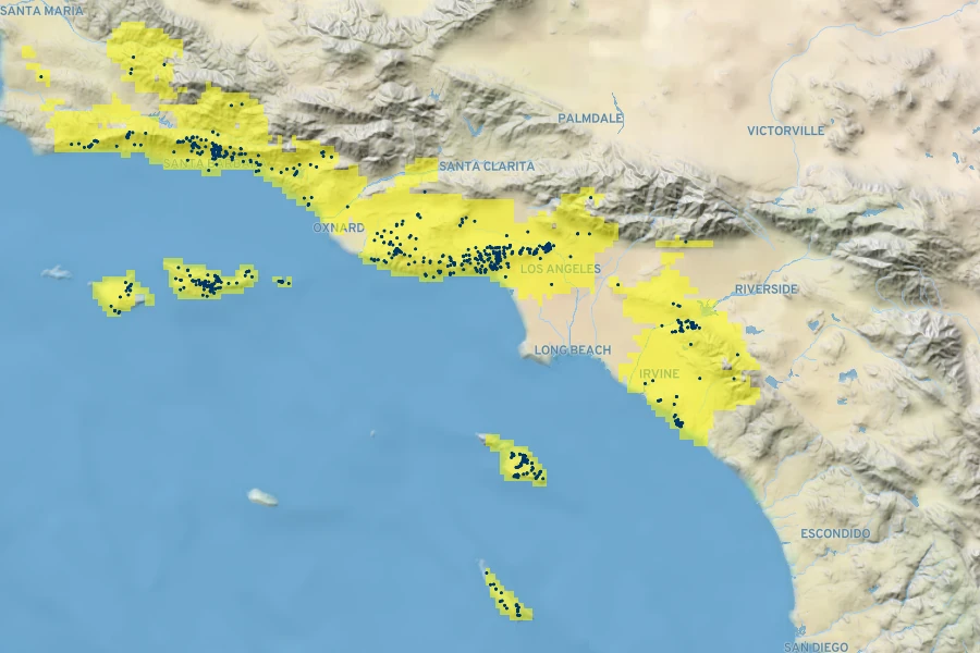 Ceanothus megacarpus Native Range