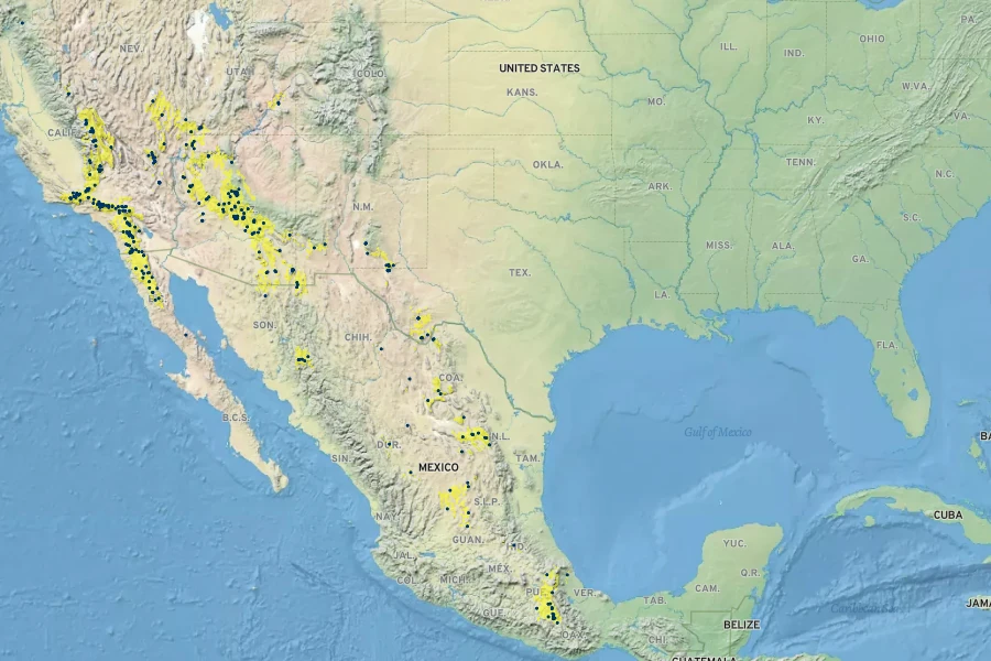 Ceanothus pauciflorus Native Range