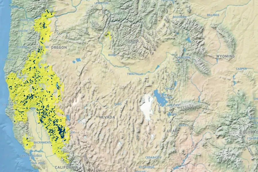 Ceanothus prostratus Native Range