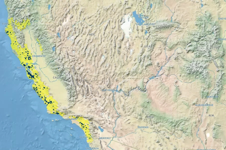 Ceanothus sorediatus Native Range