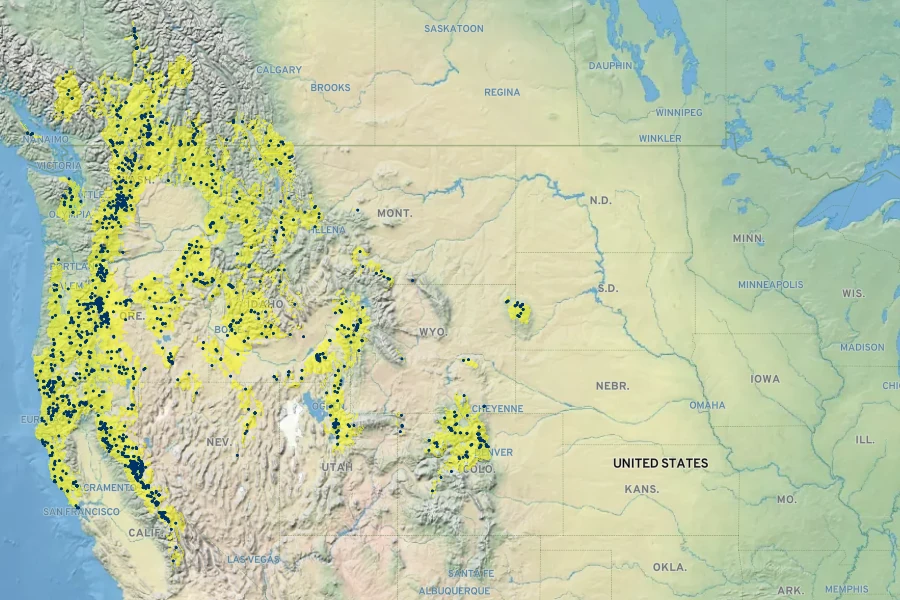 Ceanothus velutinus Native Range