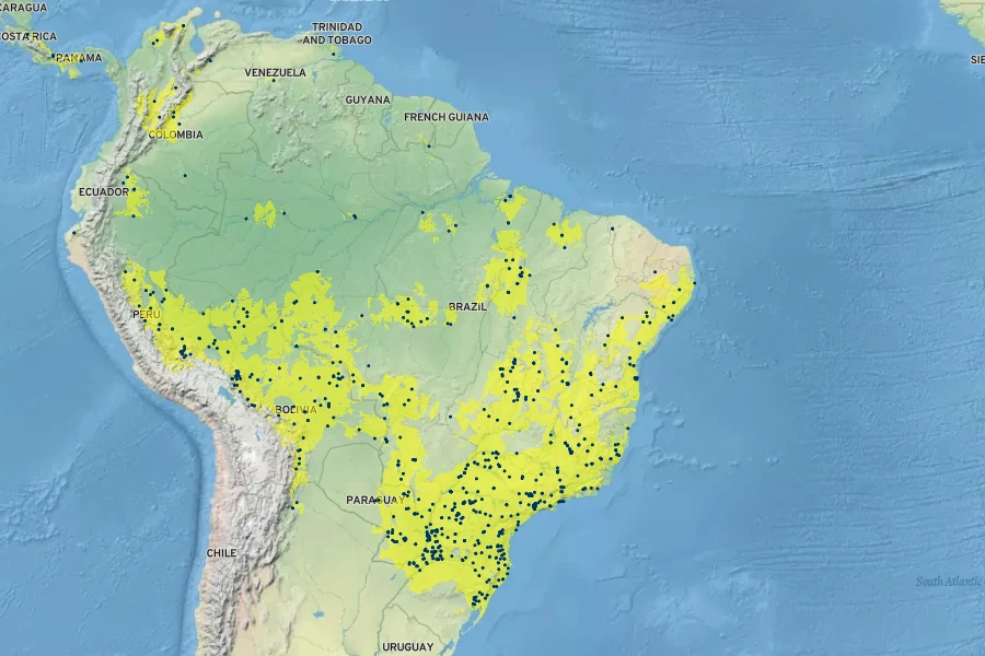 Cedrela fissilis Native Range