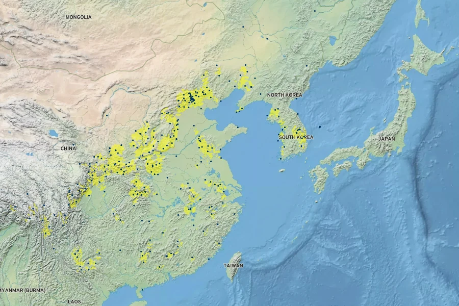 Celtis bungeana Native Range