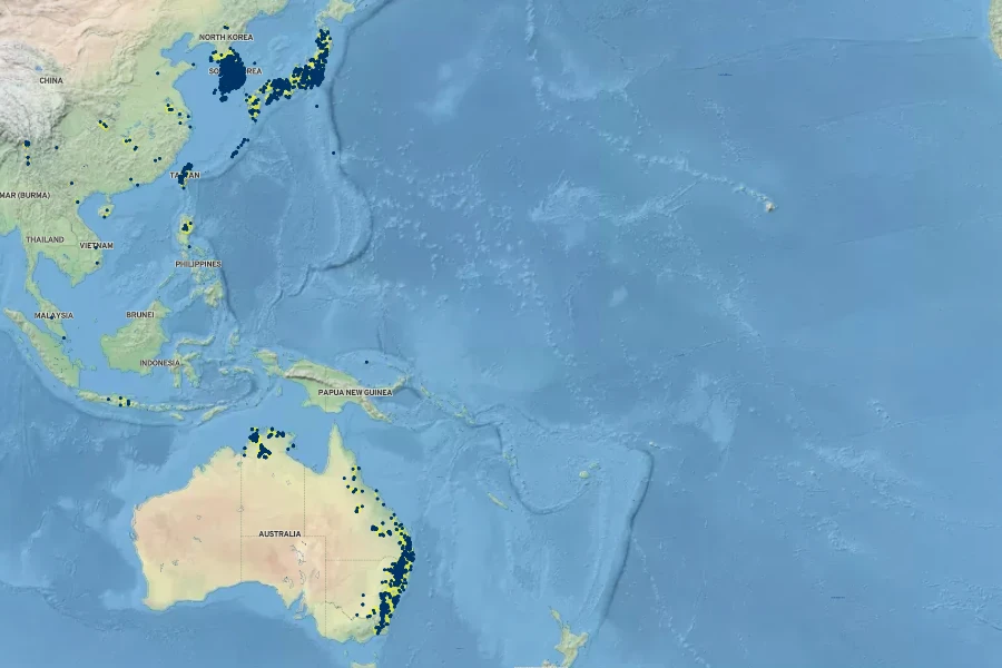 Cenchrus alopecuroides Native Range