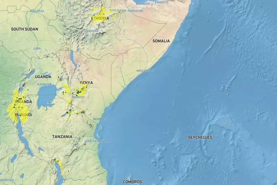 Cenchrus clandestinus Native Range