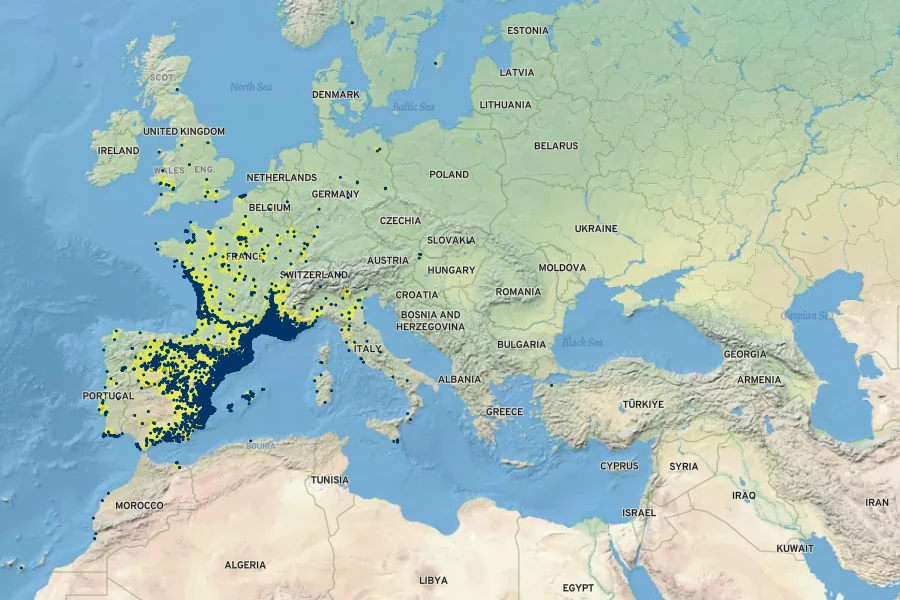 Centaurea aspera Native Range