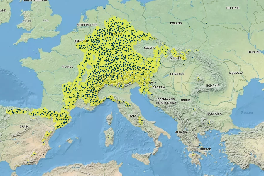 Centaurea montana Native Range