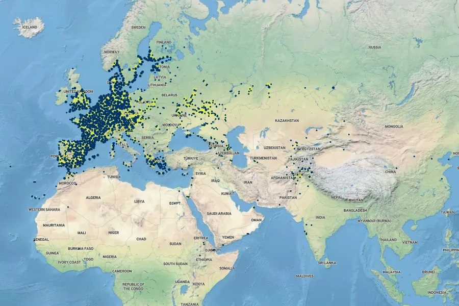 Centaurium pulchellum Native Range