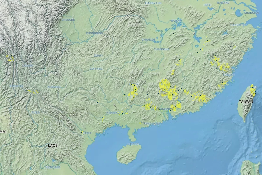 Cephalanthus tetrandra Native Range
