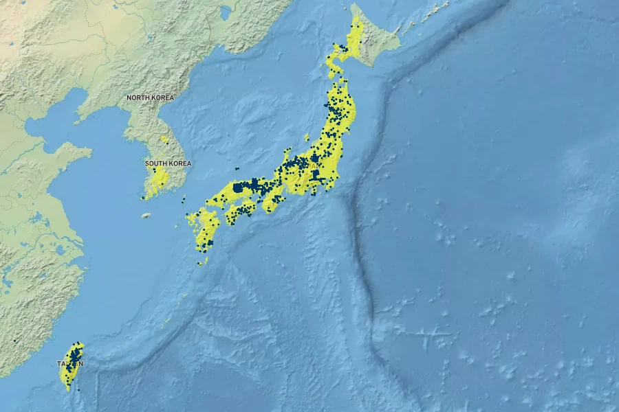 Cephalotaxus harringtonii Native Range