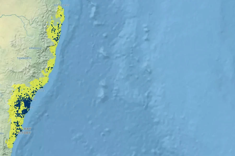 Ceratopetalum gummiferum Native Range