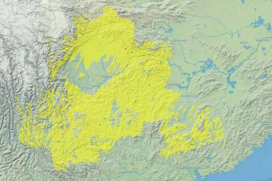 Cercis glabra Native Range