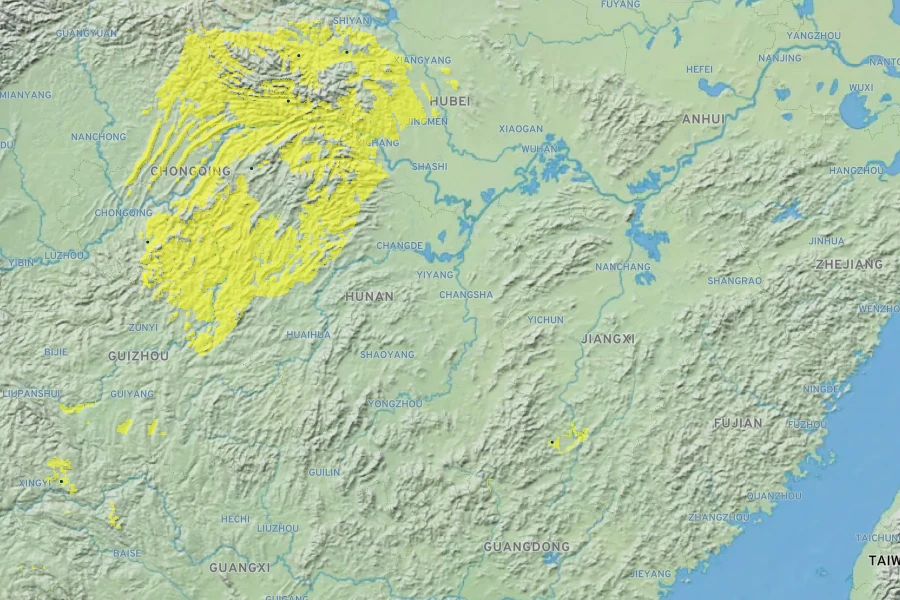 Cercis racemosa Native Range