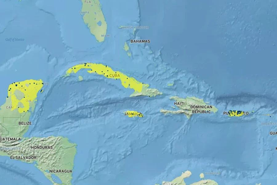 Cestrum diurnum Native Range