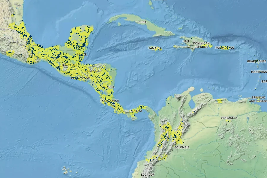 Cestrum nocturnum Native Range