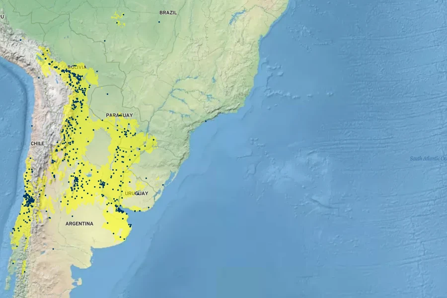 Cestrum parqui Native Range