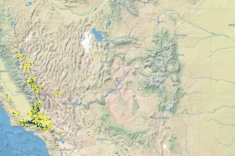 Chaenactis xantiana Native Range