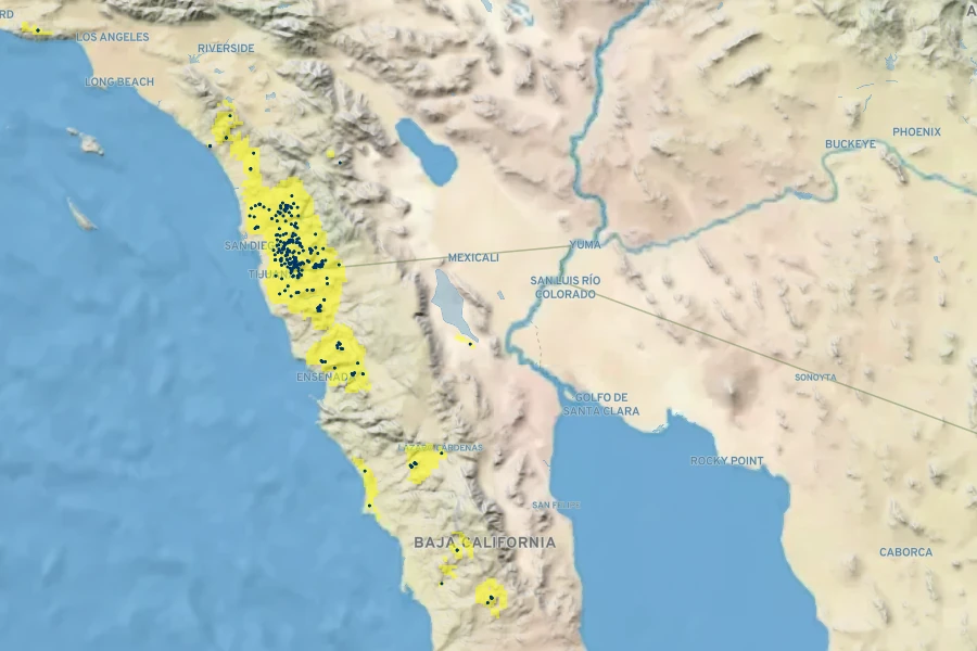 Chamaebatia australis Native Range