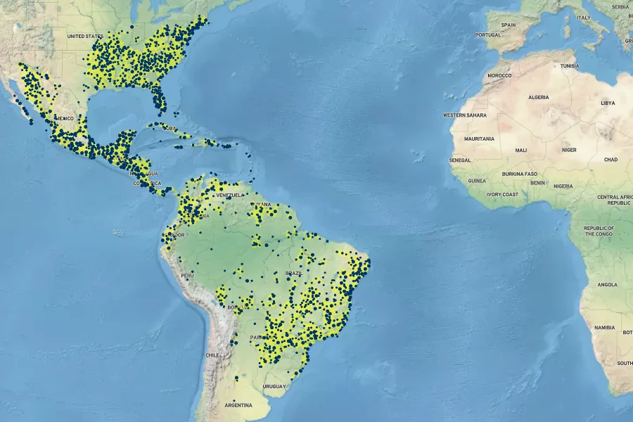 Chamaecrista nictitans Native Range