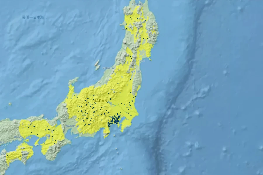 Chamaecyparis pisifera Native Range