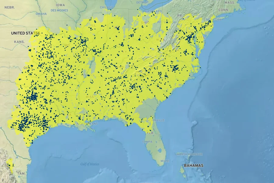 Chasmanthium latifolium Native Range