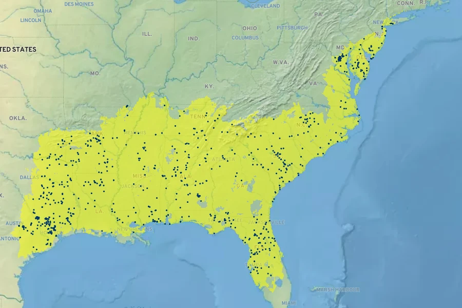 Chasmanthium laxum Native Range