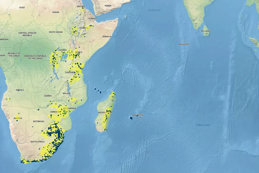 Cheilanthes viridis Native Range