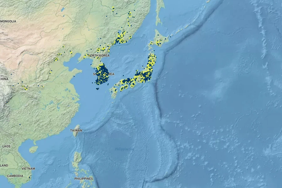 Chloranthus japonicus Native Range