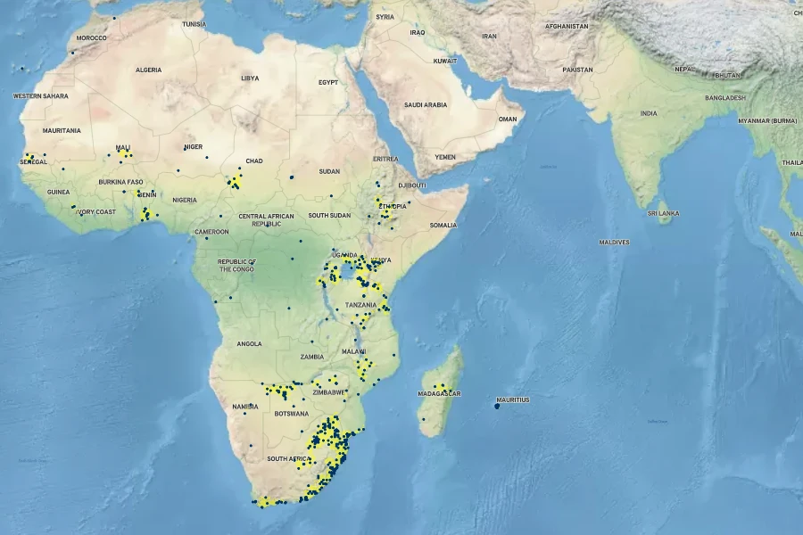 Chloris gayana Native Range