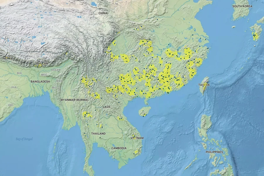 Choerospondias axillaris Native Range