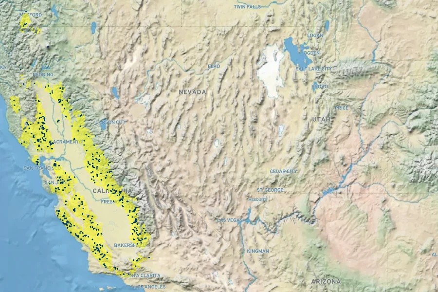 Chorizanthe membranacea Native Range