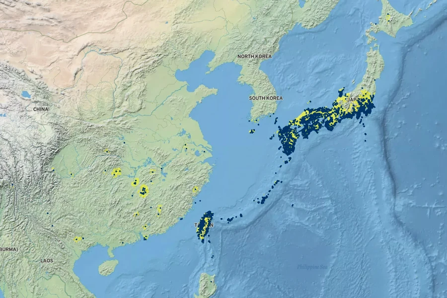 Christella acuminata Native Range