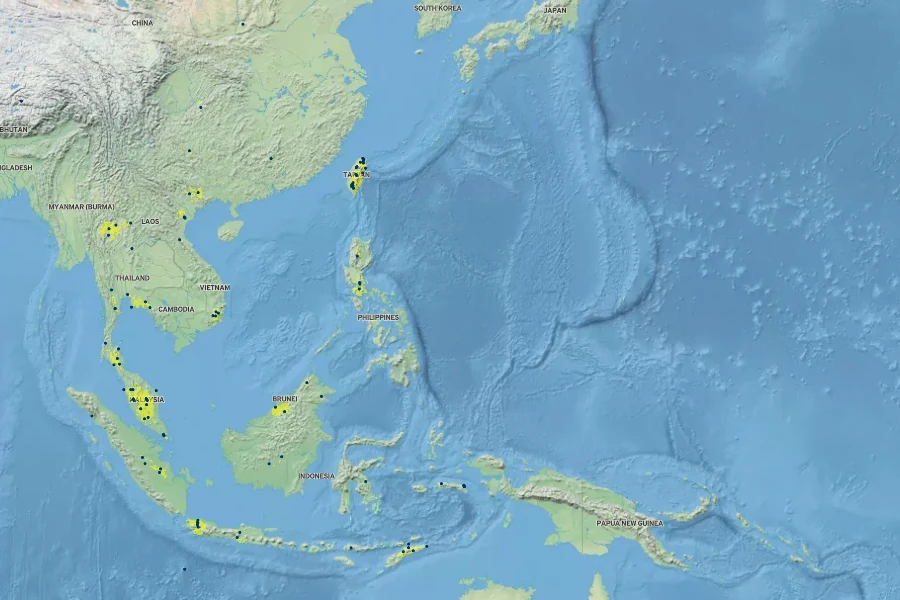 Christella subpubescens Native Range