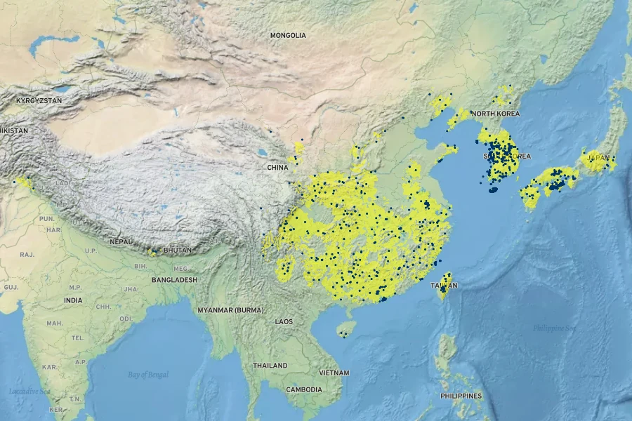 Chrysanthemum indicum Native Range