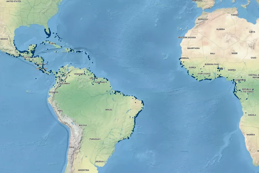Chrysobalanus icaco Native Range