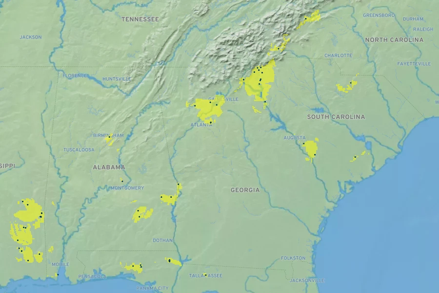 Chrysogonum australe Native Range